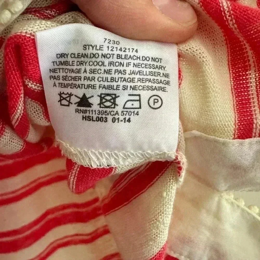 Tory Burch Stripe Linen Luxury Top, Cream Orange Stripe, M GUC